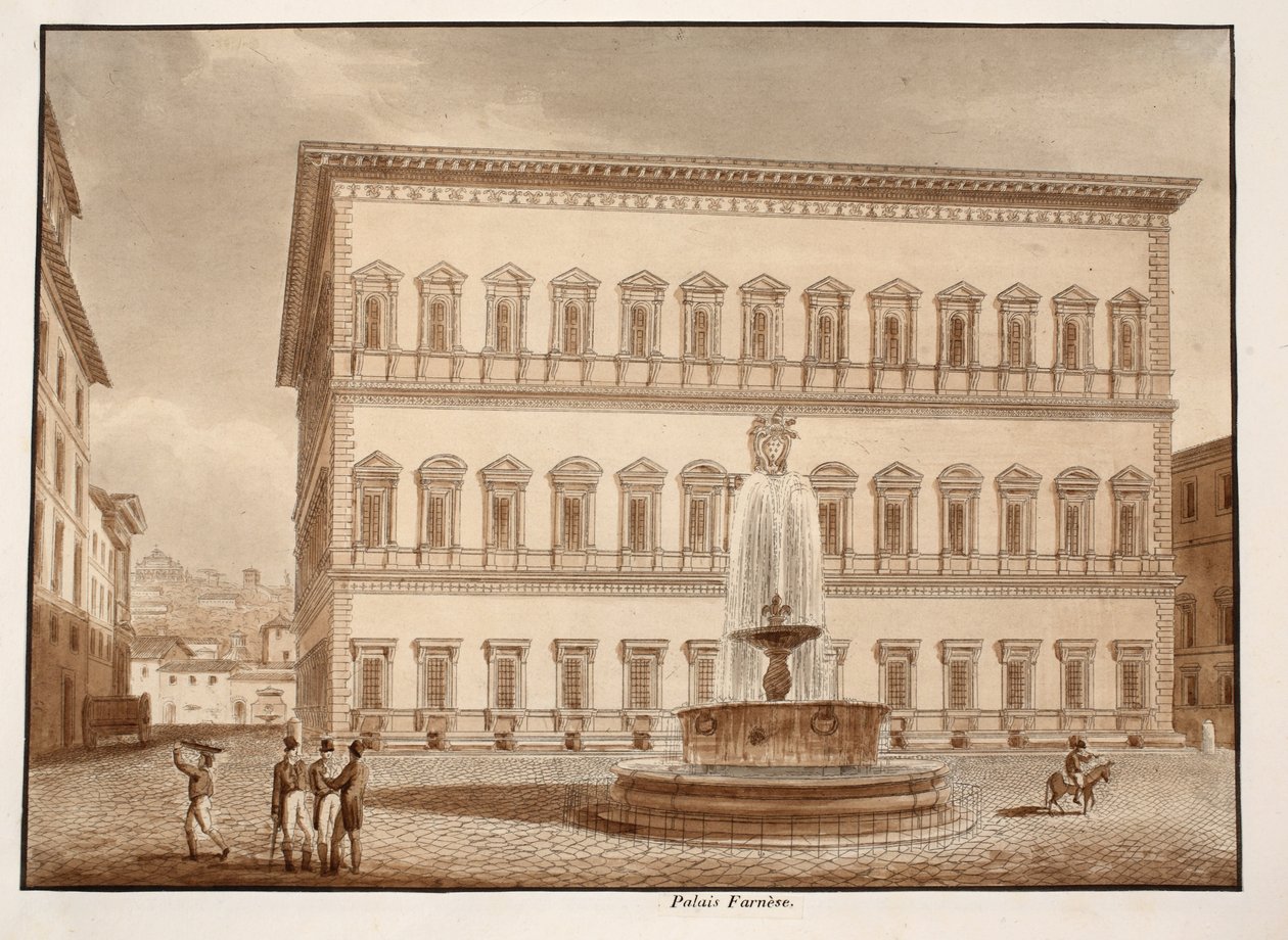 Palazzo Farnese, 1833 (kahverengi cilalı aşındırma) by Agostino Tofanelli