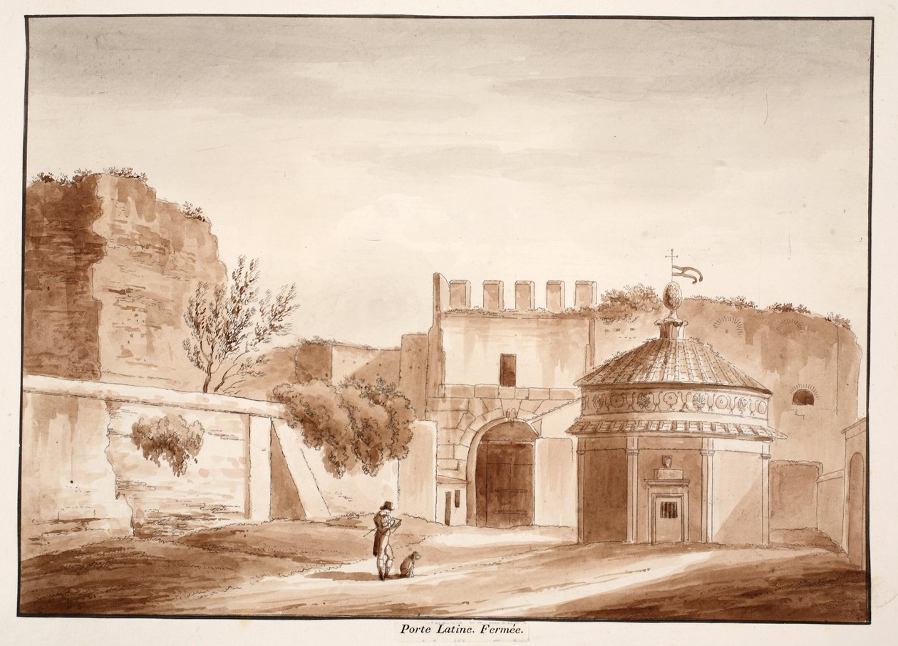 Porta Latina, kapalı, 1833 (kahverengi yıkama ile aşındırma) by Agostino Tofanelli