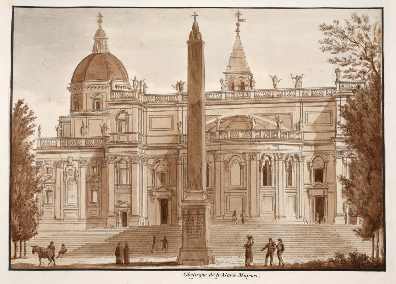 Santa Maria Maggiore Dikilitaşı, 1833 (kahverengi cilalı gravür) by Agostino Tofanelli
