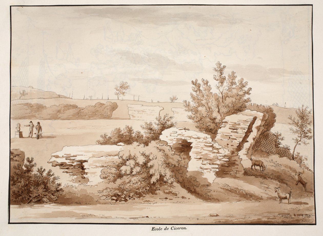 Cicero Okulu, 1833 (kahverengi yıkama ile aşındırma) by Agostino Tofanelli