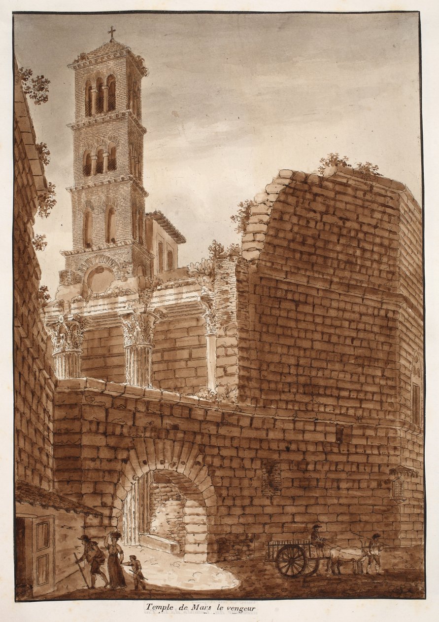 Mars Ultor Tapınağı, 1833 (kahverengi yıkama ile aşındırma) by Agostino Tofanelli