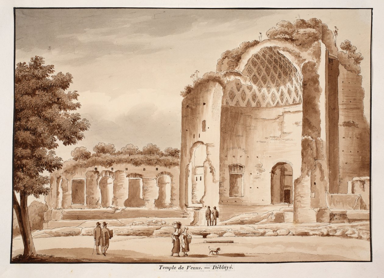 Temizlendikten sonra Venüs Tapınağı, 1833 (kahverengi yıkama ile aşındırma) by Agostino Tofanelli