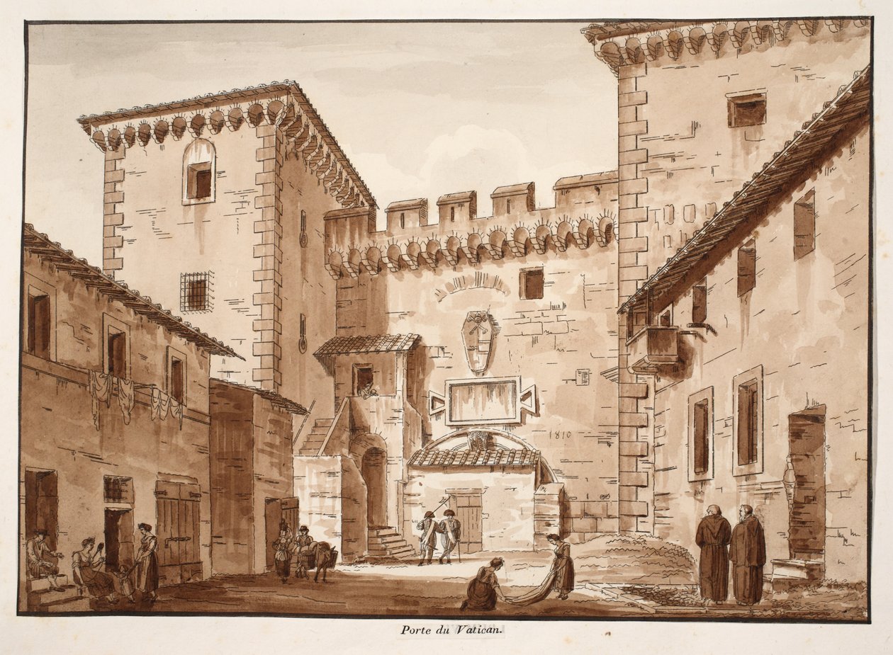 Vatikan Kapısı, 1833 (kahverengi cilalı gravür) by Agostino Tofanelli