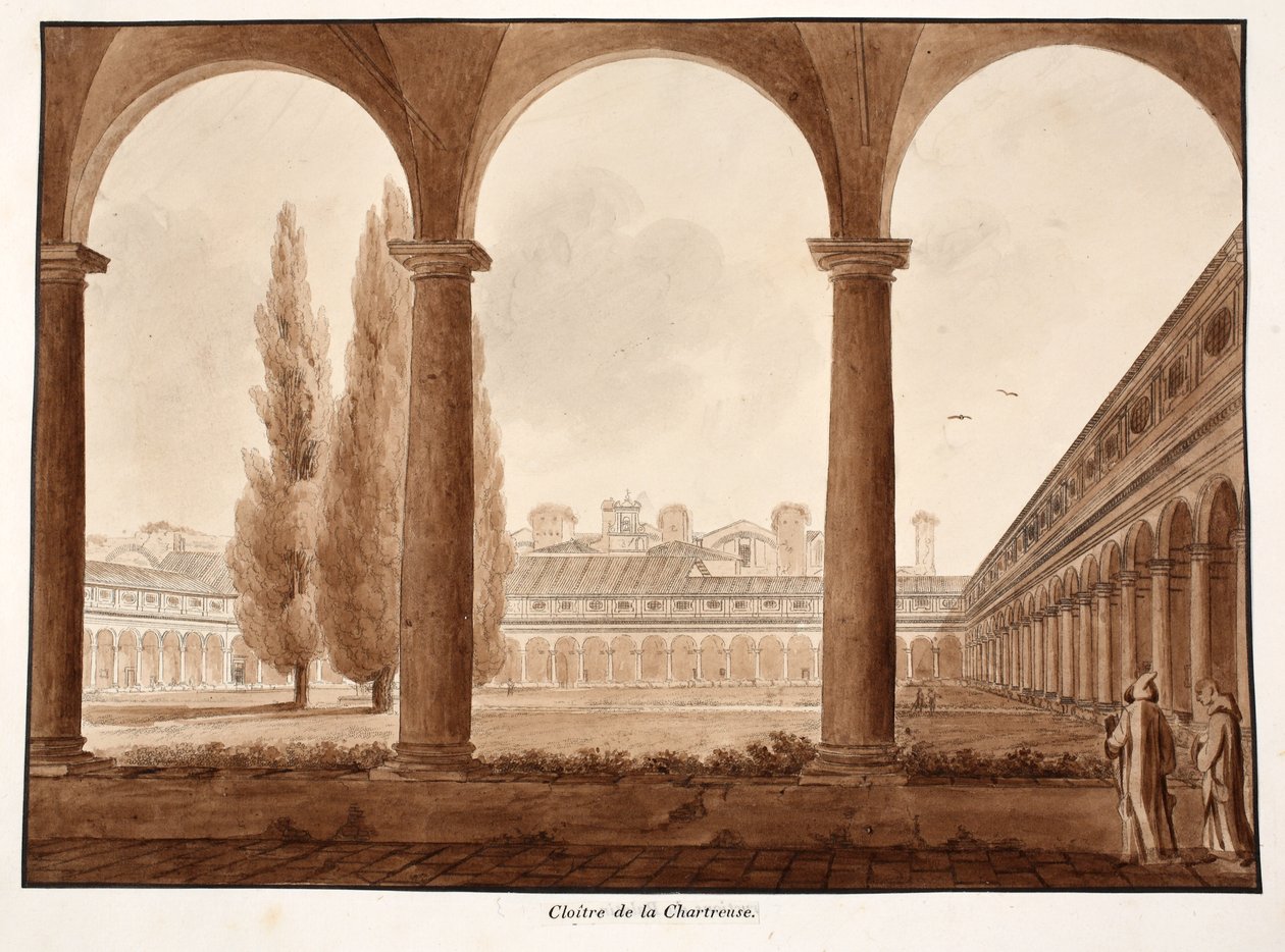 Charterhouse manastırı, 1833 (kahverengi yıkama ile gravür) by Agostino Tofanelli