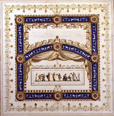 Neo-Klasik tavan için tasarım (suluboya, guaj, kalem ve mürekkep ve kağıt üzerine altın varak) by Agostino (attr.) Brunias