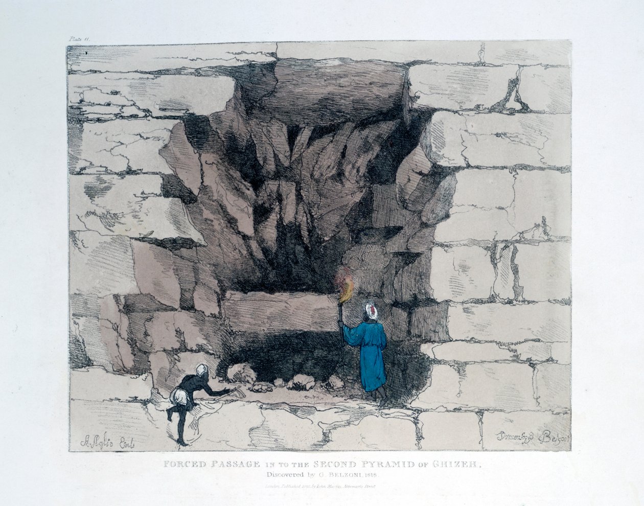İkinci Giza Piramidinde Zorunlu Geçiş, Mısır, 1820 by Agostino Aglio