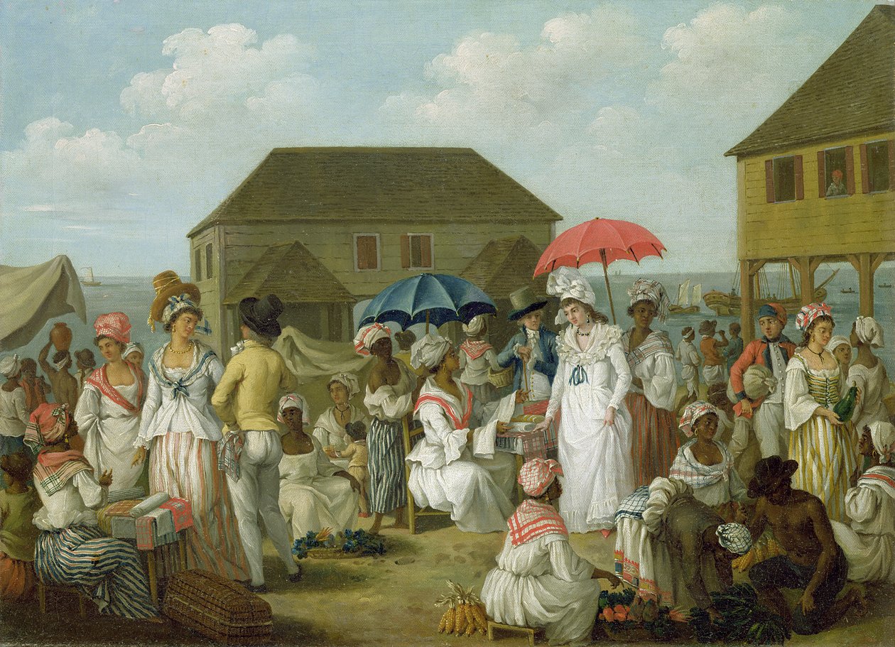 Linen Market, Dominika, c.1780 (tuval üzerine yağlı boya) by Agostino Brunias