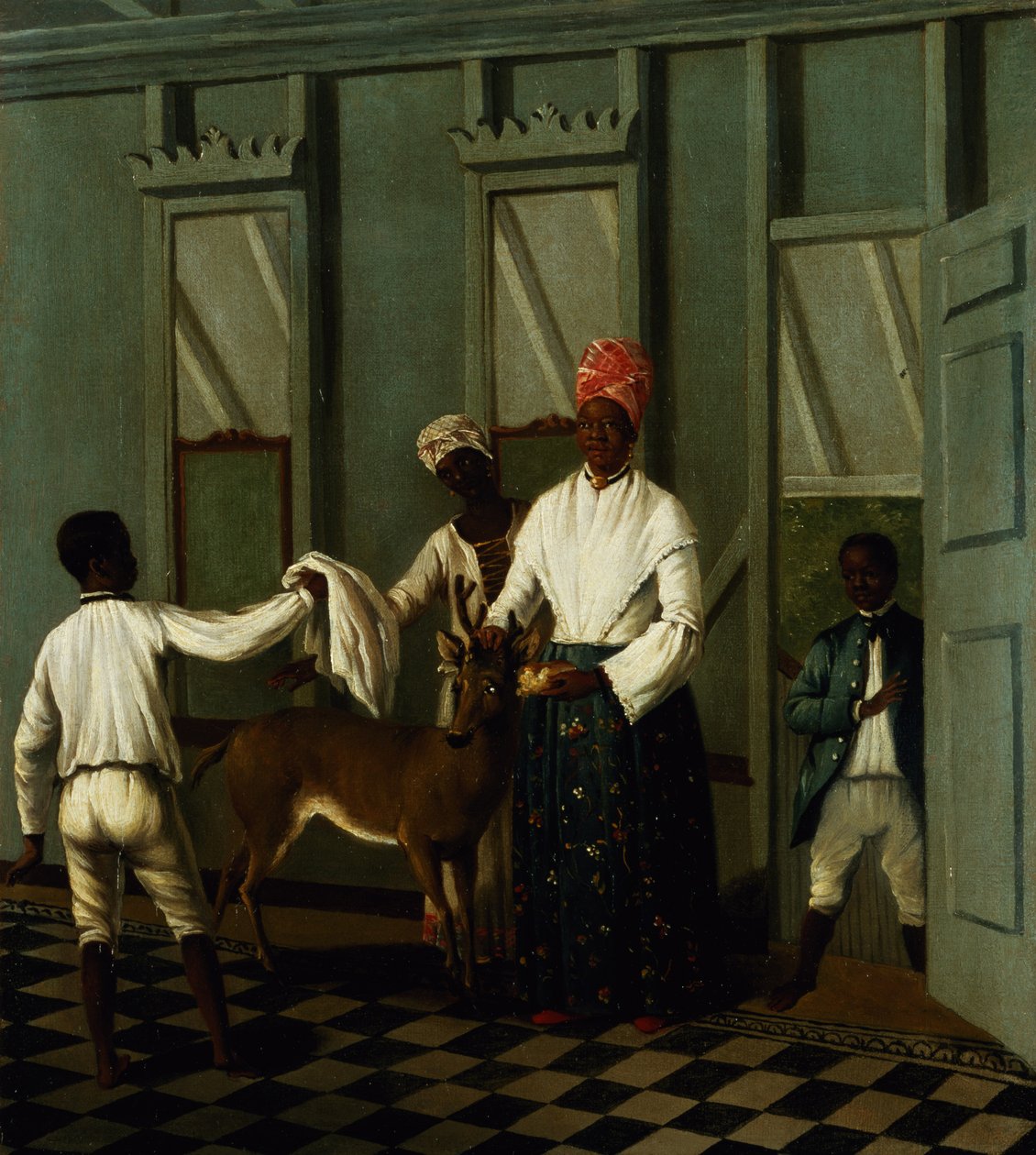 Geyik Yıkan Zenci Hizmetçiler (tuval üzerine yağlı boya) by Agostino Brunias