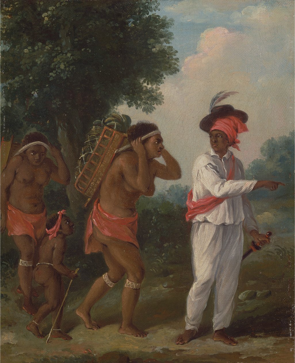 West Indian Man of Color, Çocuklu İki Karib Kadınını Yönetiyor by Agostino Brunias