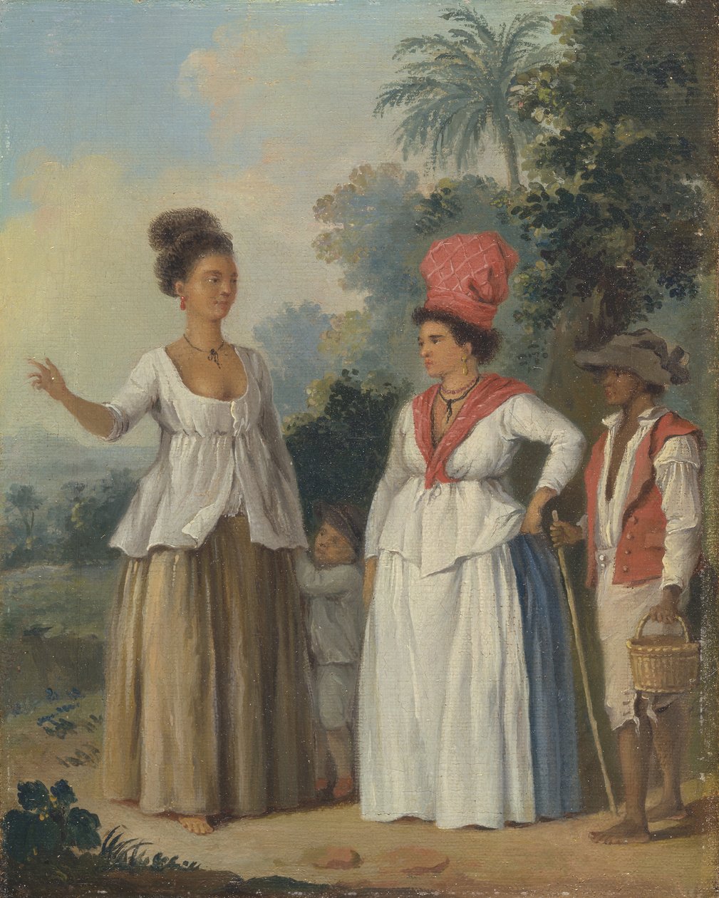 Batı Hintli Renkli Kadınlar, Çocuklu ve Siyah Hizmetkarlı, ca. 1780. by Agostino Brunias