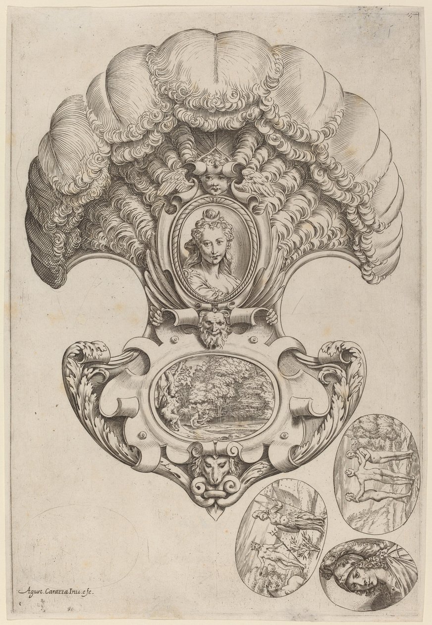 Yelpaze Şeklinde Bir Başlık by Agostino Carracci