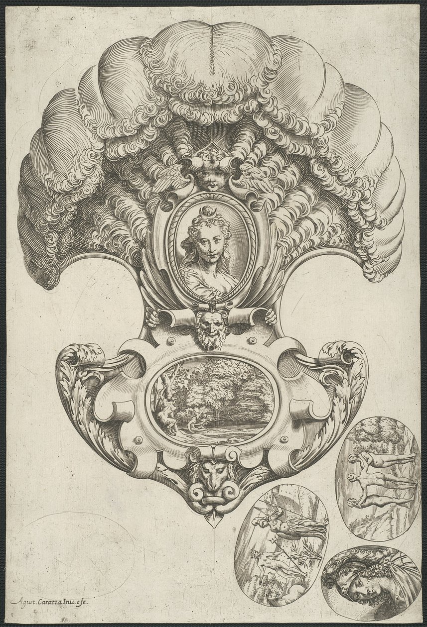 Yelpaze Şeklinde Bir Başlık by Agostino Carracci