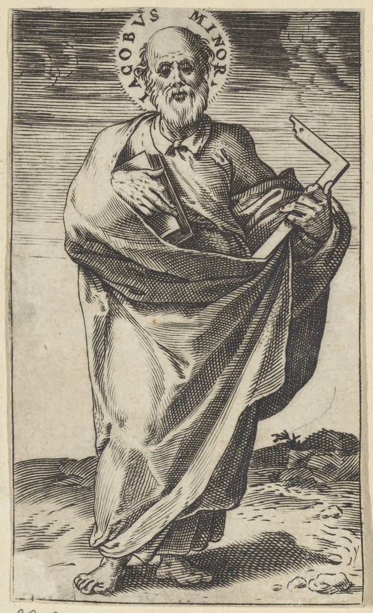 Kitap ve kare ile Havari James Az İsa, Meryem, Vaftizci Yahya ve Havariler (dizi başlığı) by Agostino Carracci