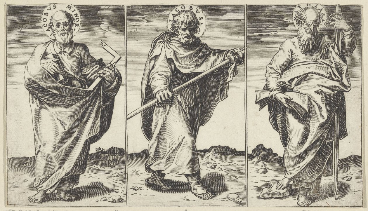 Az Yakup, Büyük Yakup ve Matthias İsa, Meryem, Vaftizci Yahya ve Havariler (dizi başlığı) by Agostino Carracci