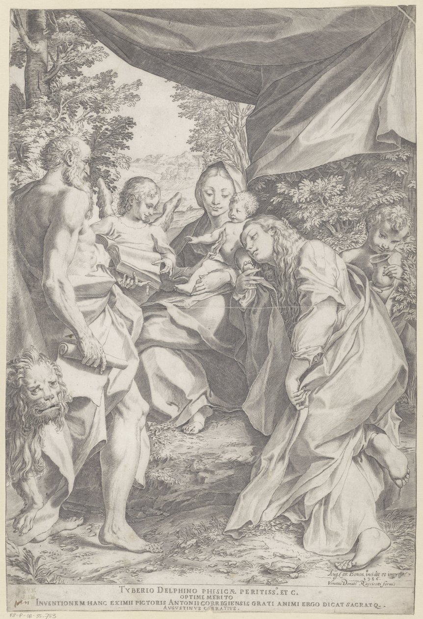 Çocuklu Meryem ve Aziz Jerome ve Mecdelli Meryem by Agostino Carracci