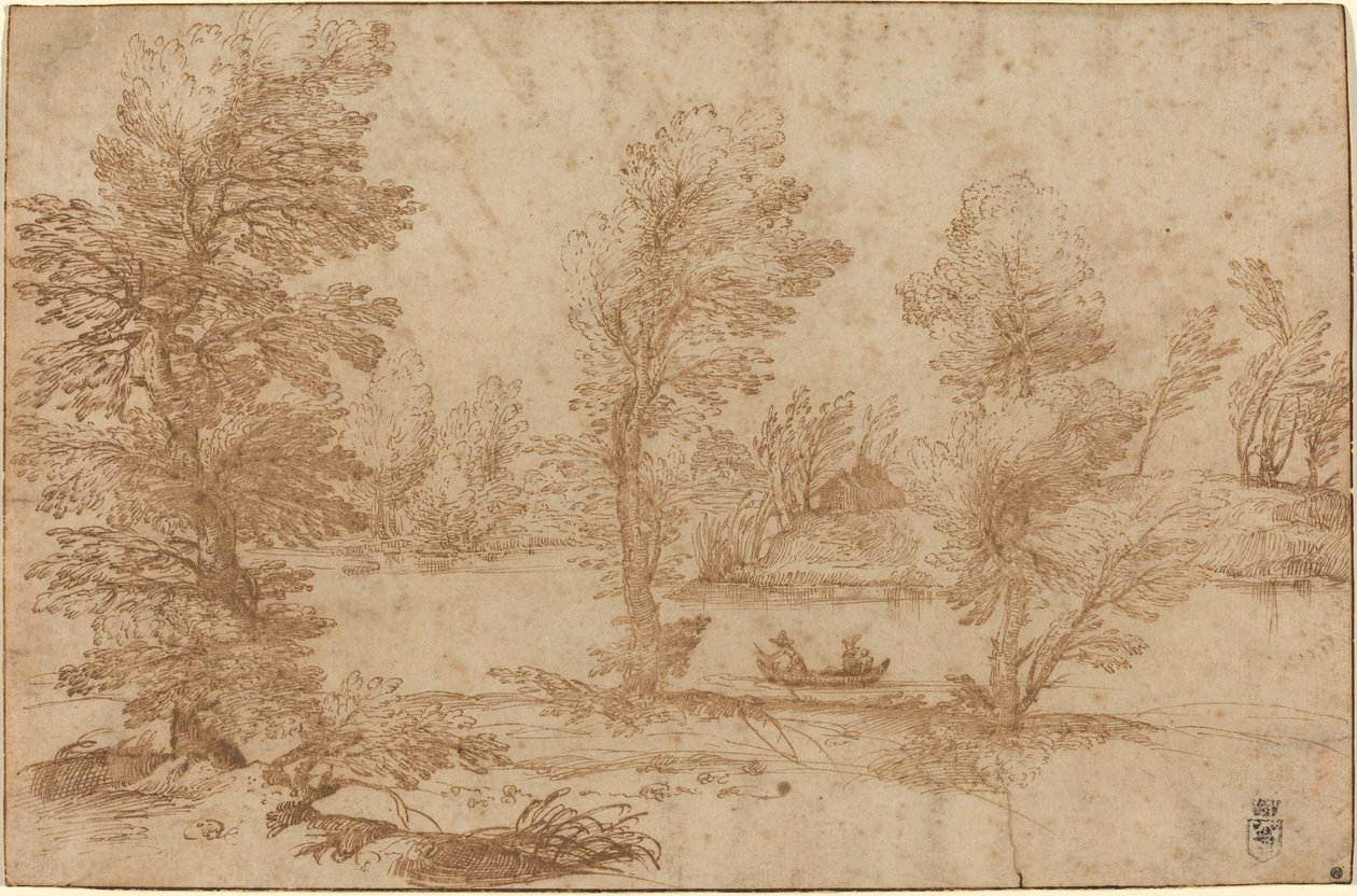 Tekne ile Woodland Nehri by Agostino Carracci