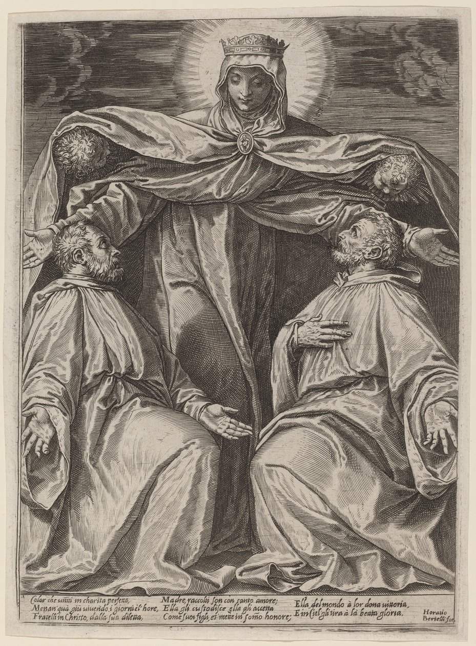 Bir Kardeşliğin İki Üyesini Koruyan Madonna by Agostino Carracci after Veronese