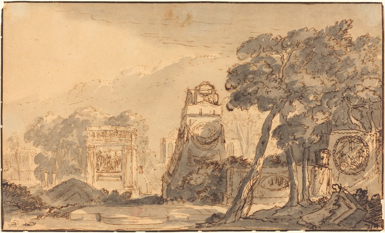 Antik Mezarlar ile Manzara by Agostino Mitelli