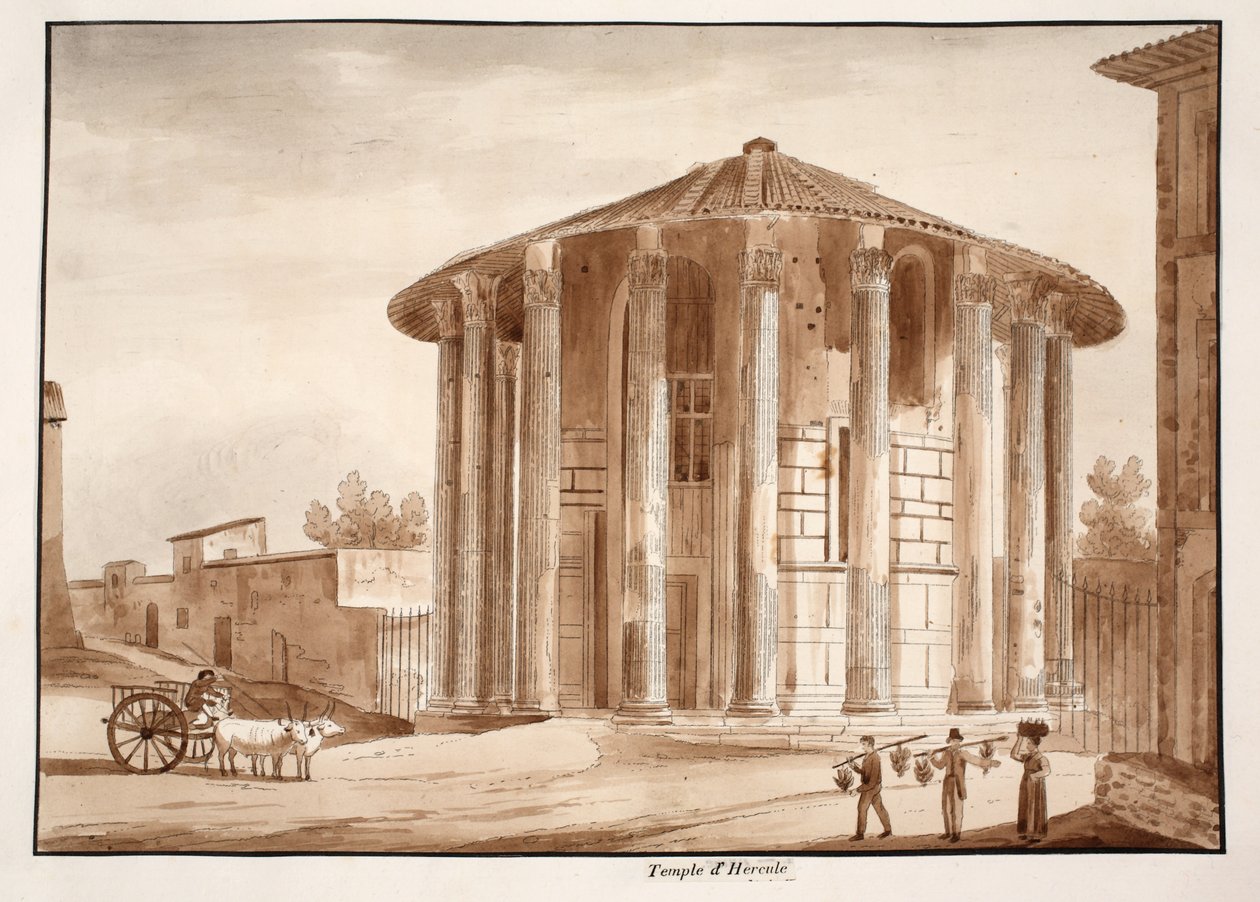 Herkül Tapınağı Victor, 1833 (kahverengi yıkama ile aşındırma) by Agostino Tofanelli
