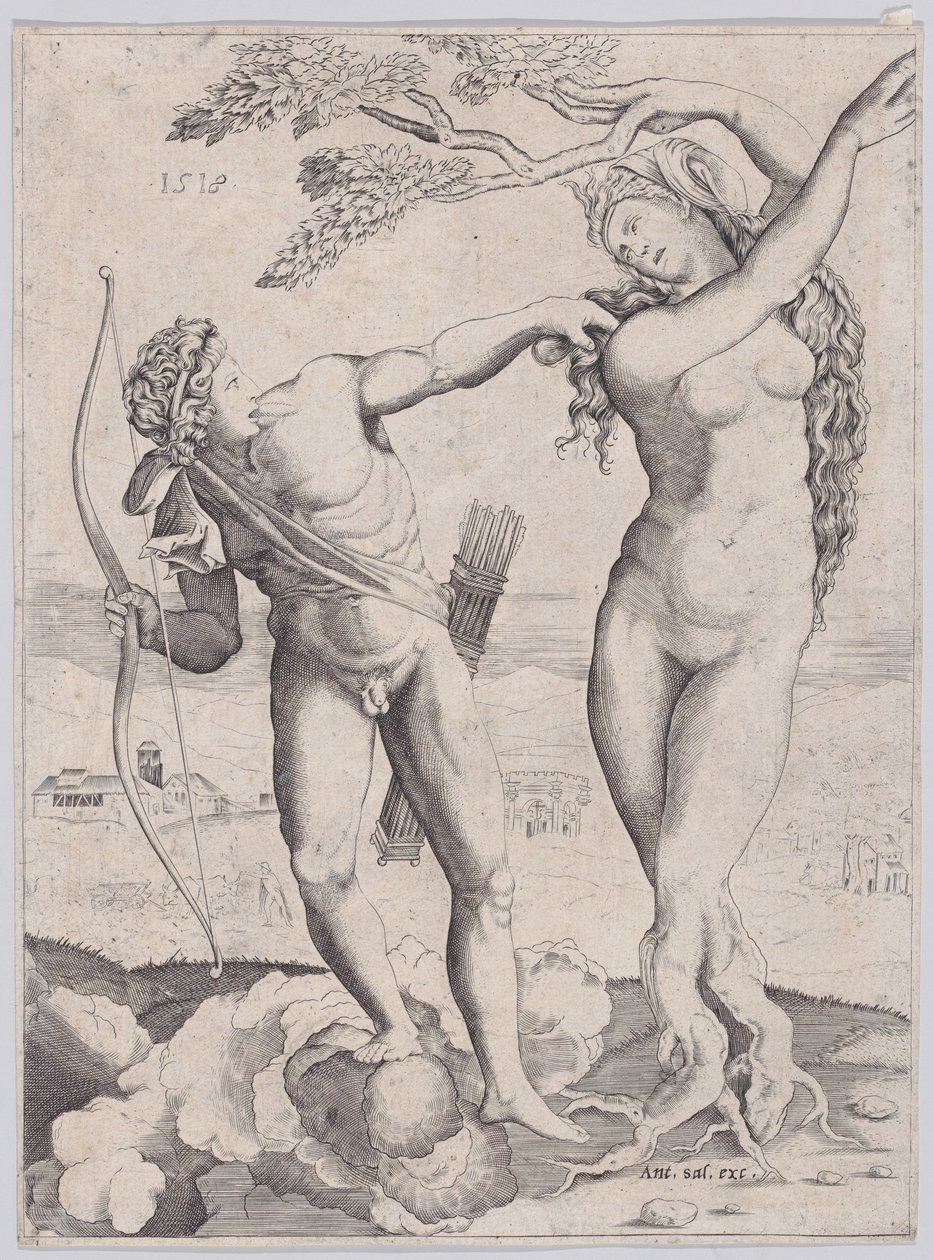 Apollo ve Daphne, 1518 tarihli. by Agostino Veneziano