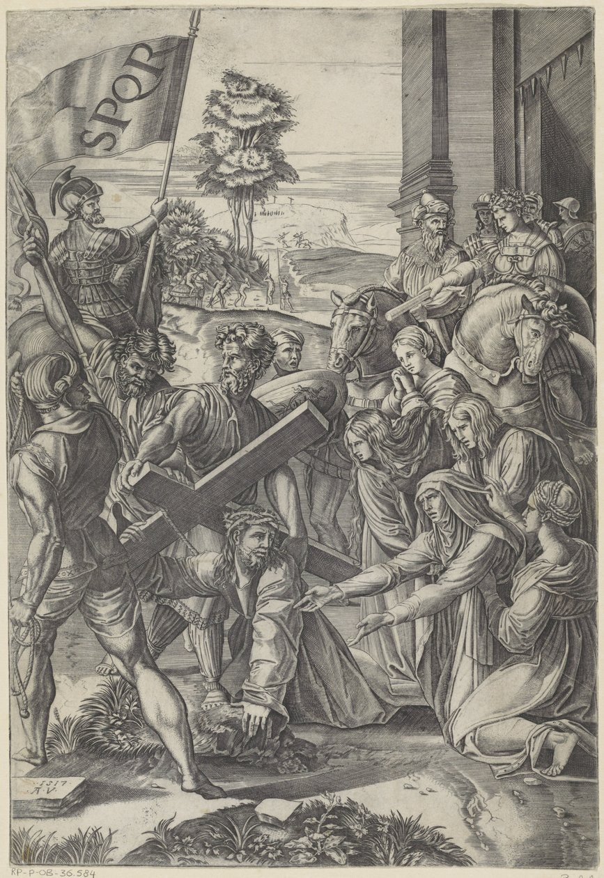Mesih çarmıhın ağırlığına yenik düşer Il Spasimo di Sicilya by Agostino Veneziano