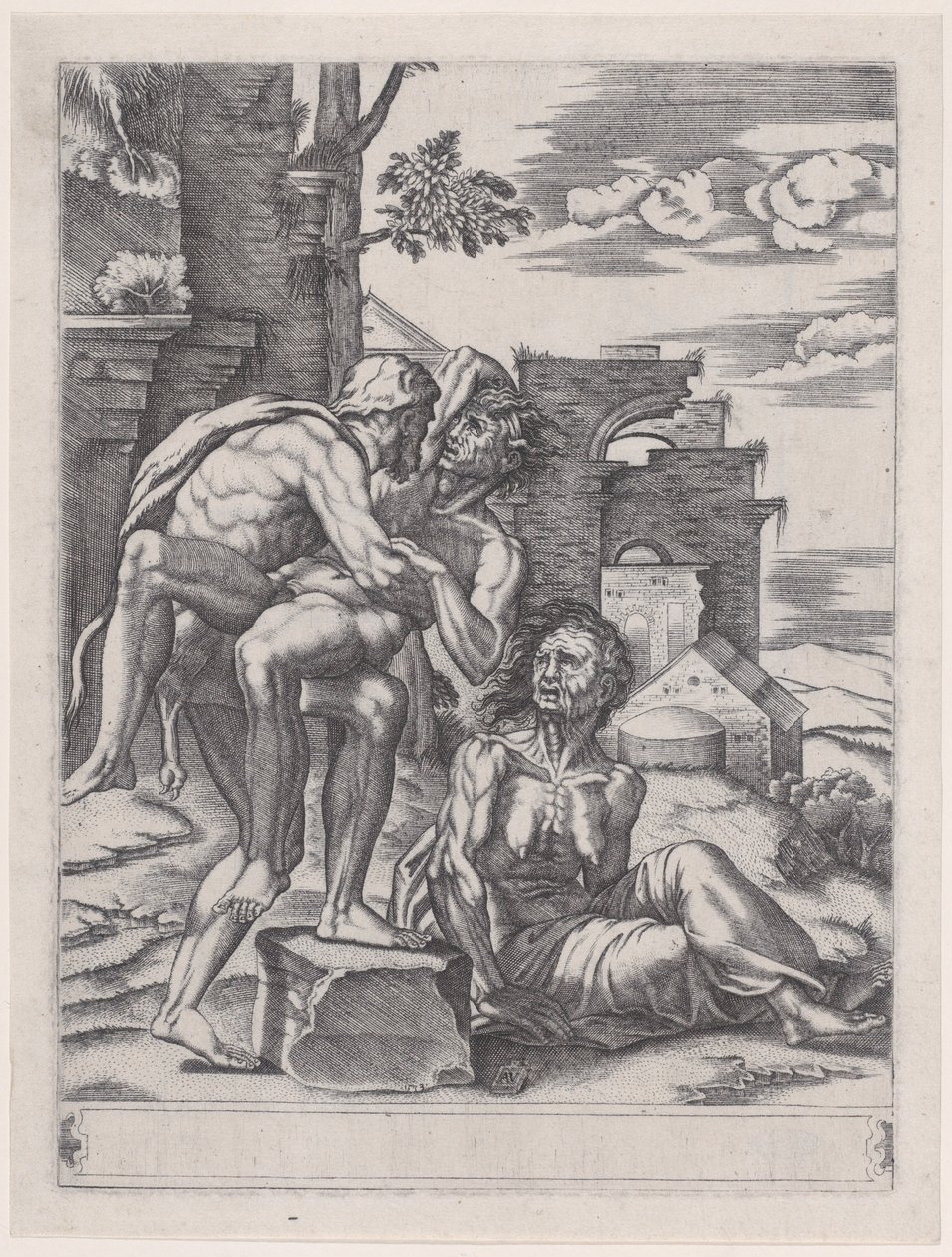 1533 tarihli Herkül ve Antaeus, 1533 tarihli. by Agostino Veneziano