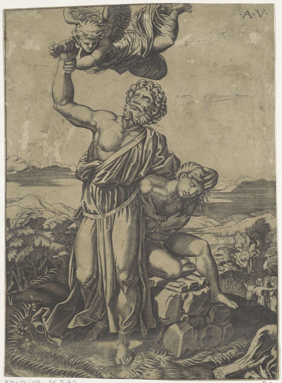Isaac'in Kurban Edilmesi by Agostino Veneziano