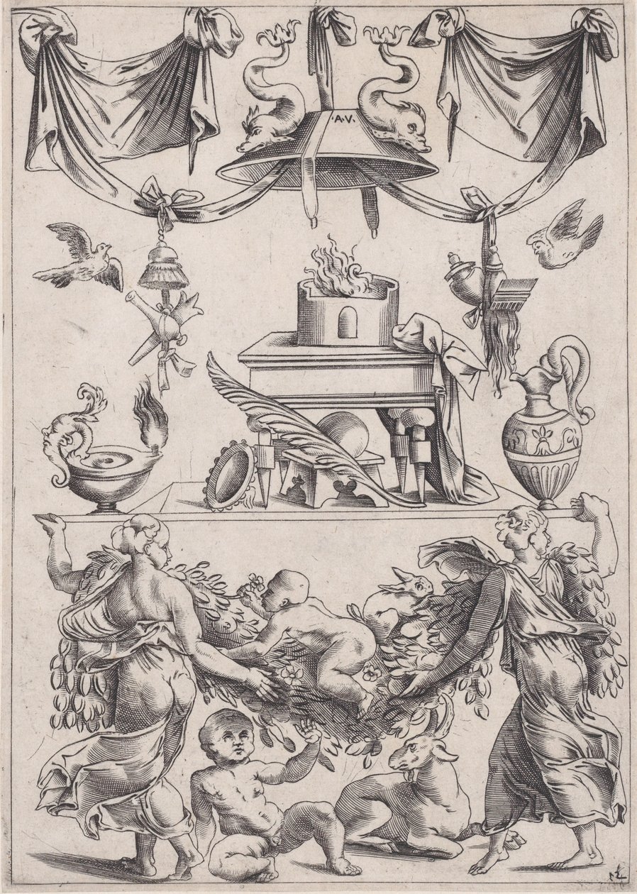 Süs Paneli, ca. 1514-36. by Agostino Veneziano