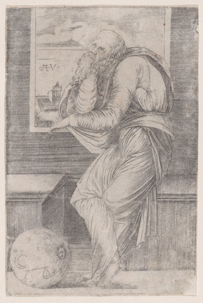 Bir Pencerenin Yanında Oturan Filozof, yaklaşık. 1514-36., yakl. 1514-36. by Agostino Veneziano
