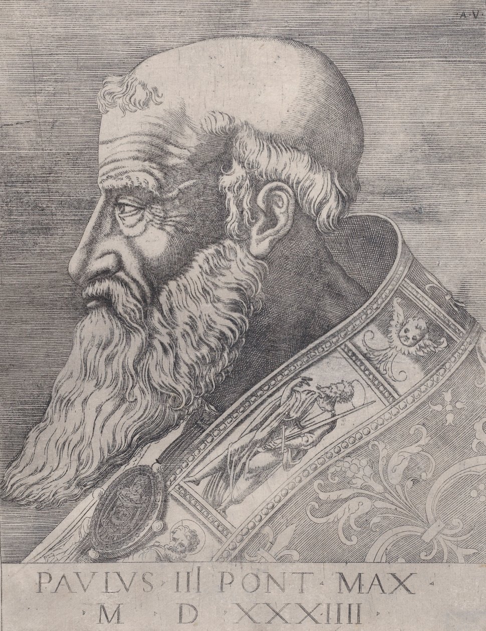 Papa III. Paul, Bareheaded, 1534 tarihli. by Agostino Veneziano