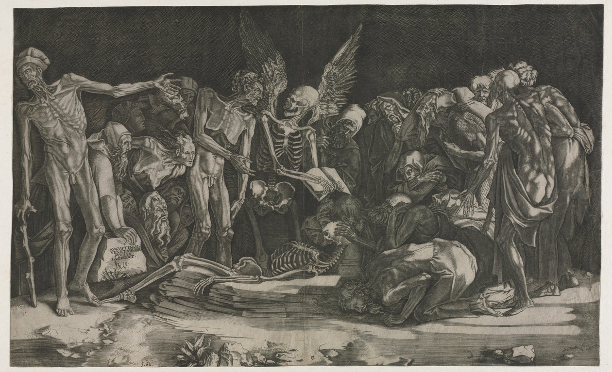 Ölüm ve Şöhret Alegorisi olarak da bilinen İskeletler by Agostino Veneziano