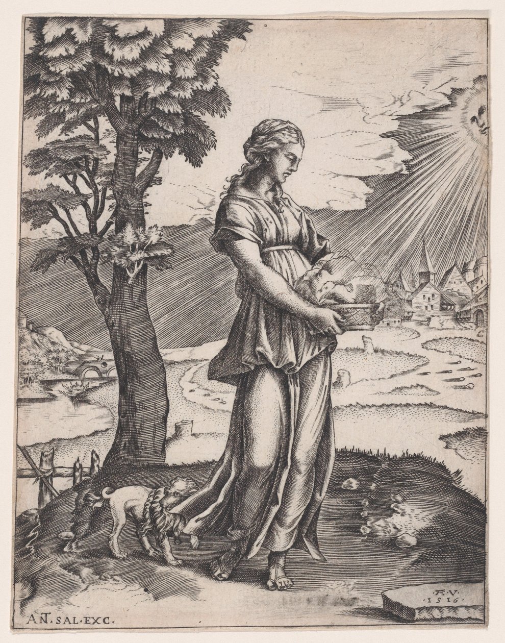 Cumaean Sibyl, 1516 tarihli. by Agostino Veneziano