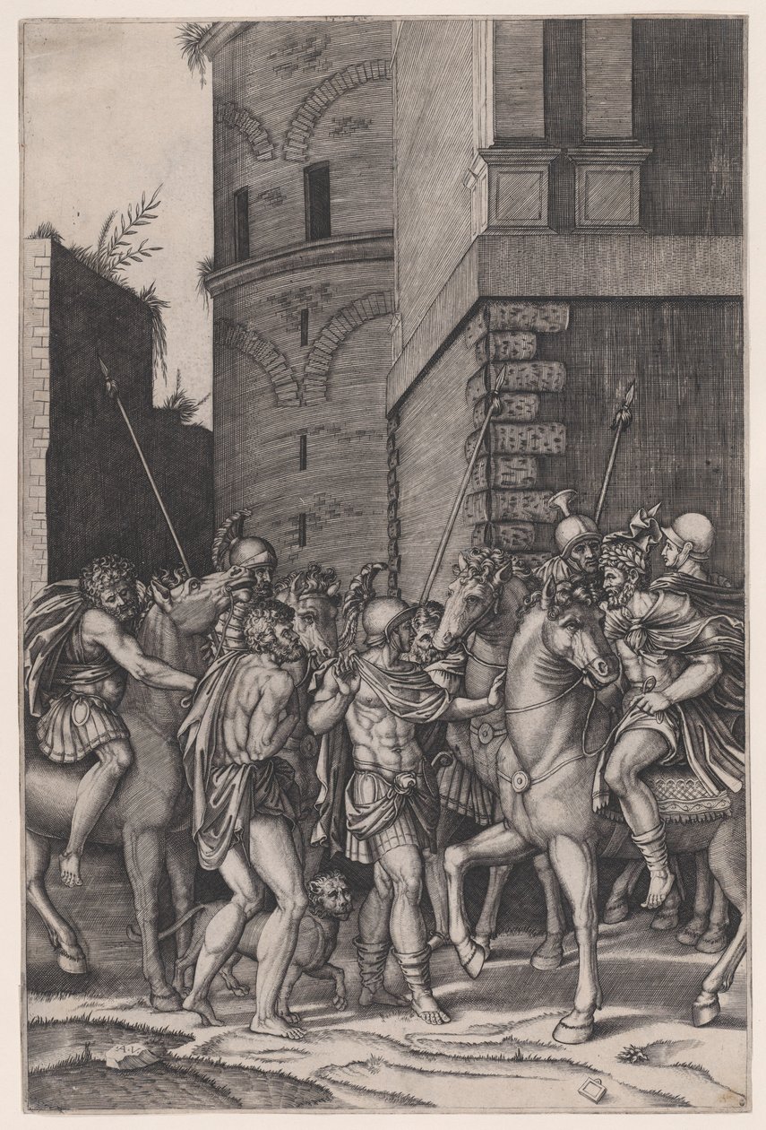 İmparatorun Savaşçıyla Karşılaşması, M.Ö. 1516-17. by Agostino Veneziano