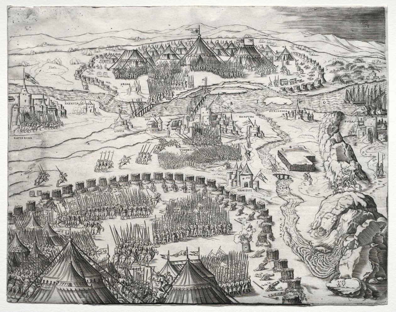 Charles V ve Soliman II Ordularının Mevkii ve Kampı by Agostino Veneziano