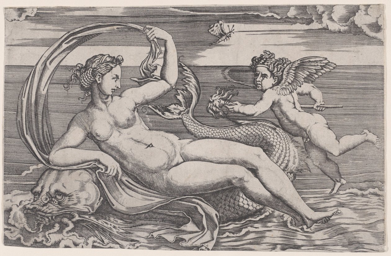Yunus Üzerine Yatan Venüs, yakl. 1516. by Agostino Veneziano