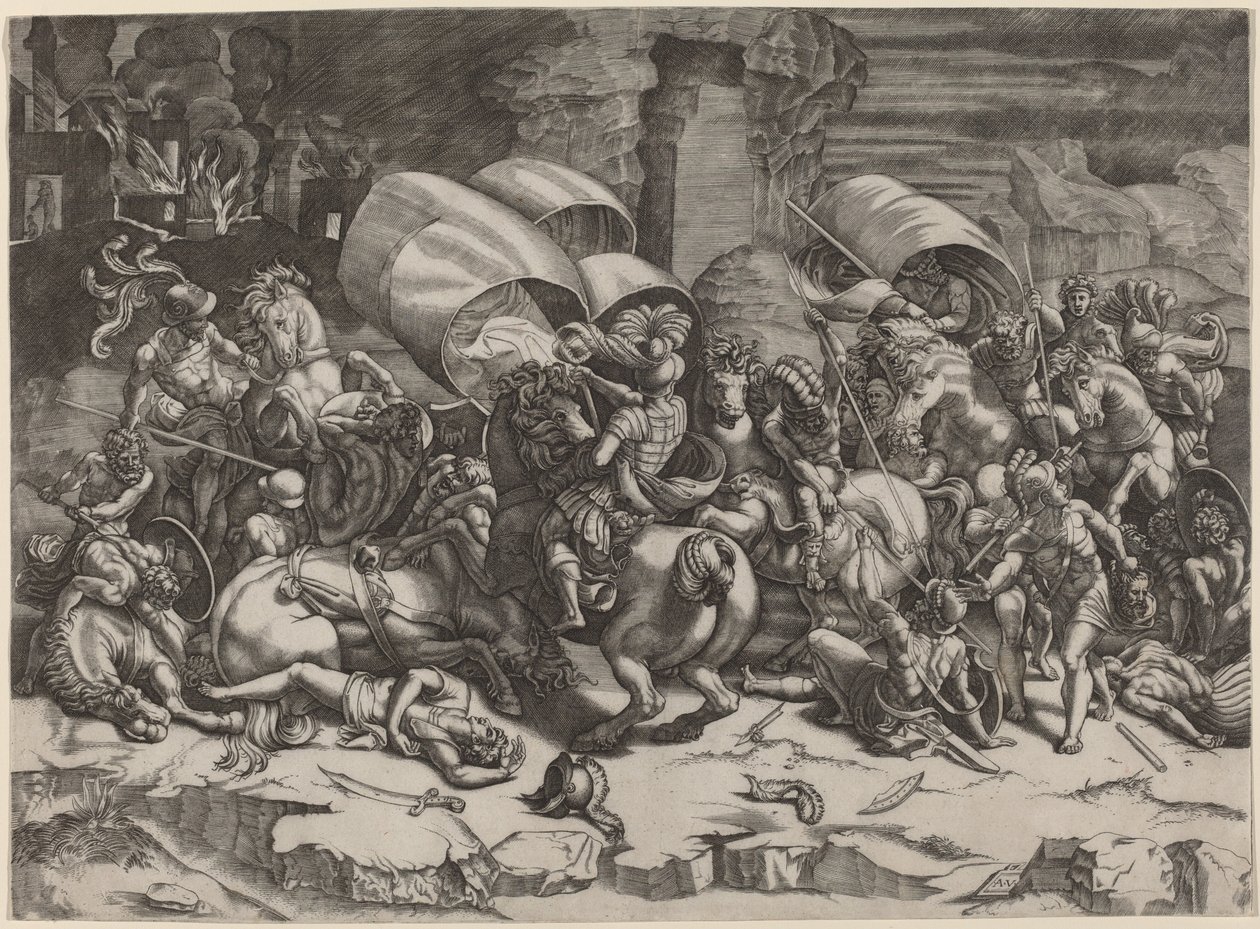Cutlass ile Savaş by Agostino dei Musi, after Giulio Romano
