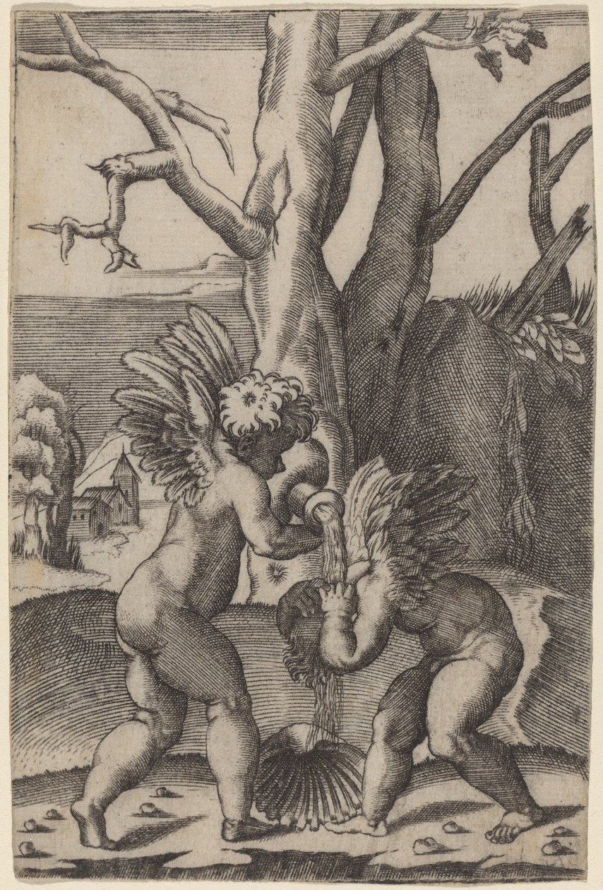 iki aşk by Agostino dei Musi after Raphael