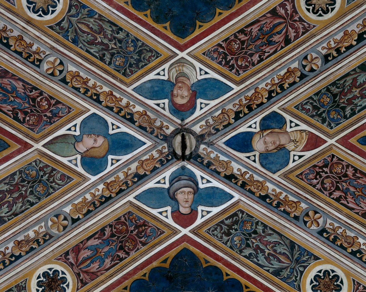 Başlar ve bitki motifleri, detay (fresk) by Agostino di Marsiglio
