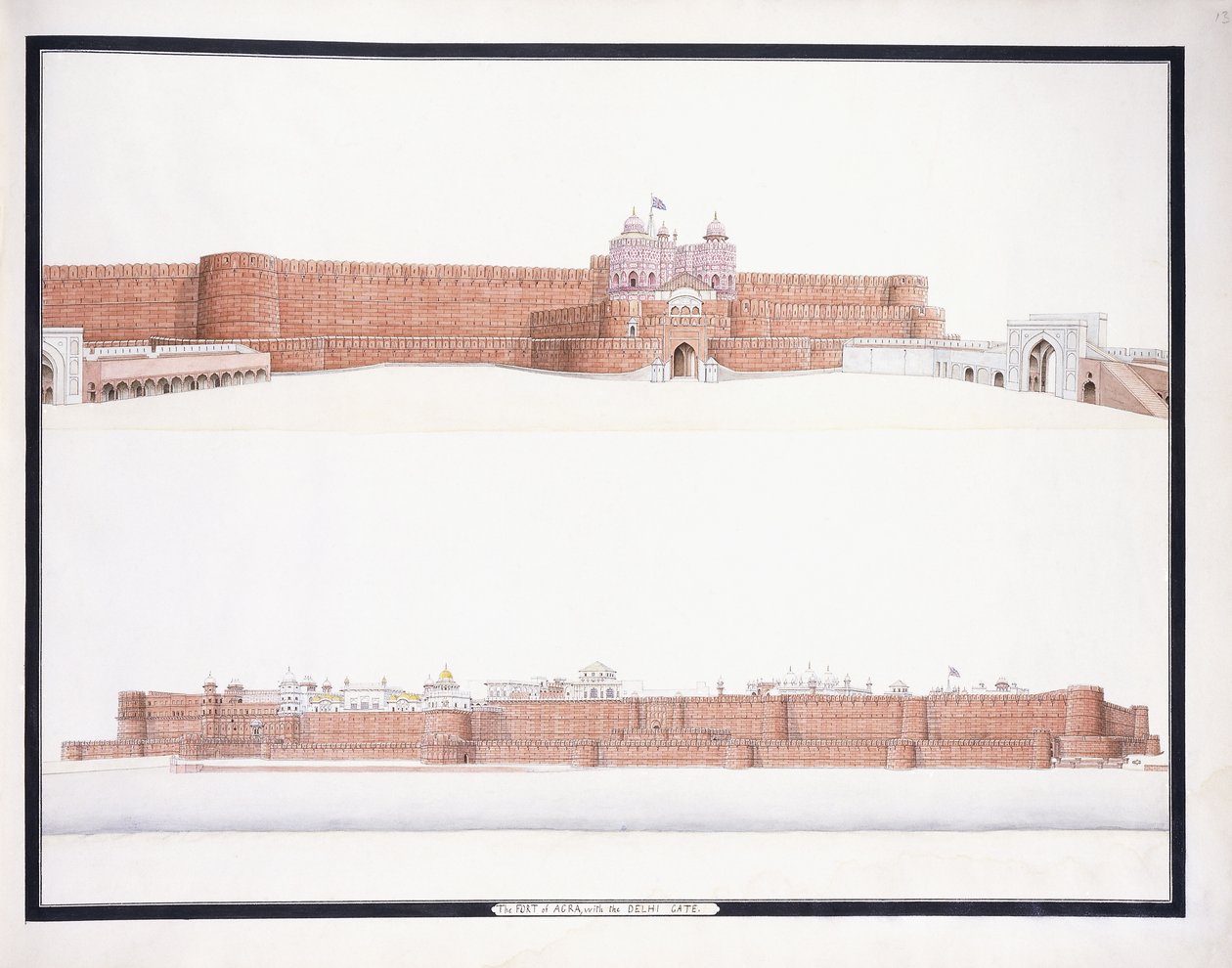 Delhi Kapısı ile Agra Kalesi, c. 1815 by Agra School