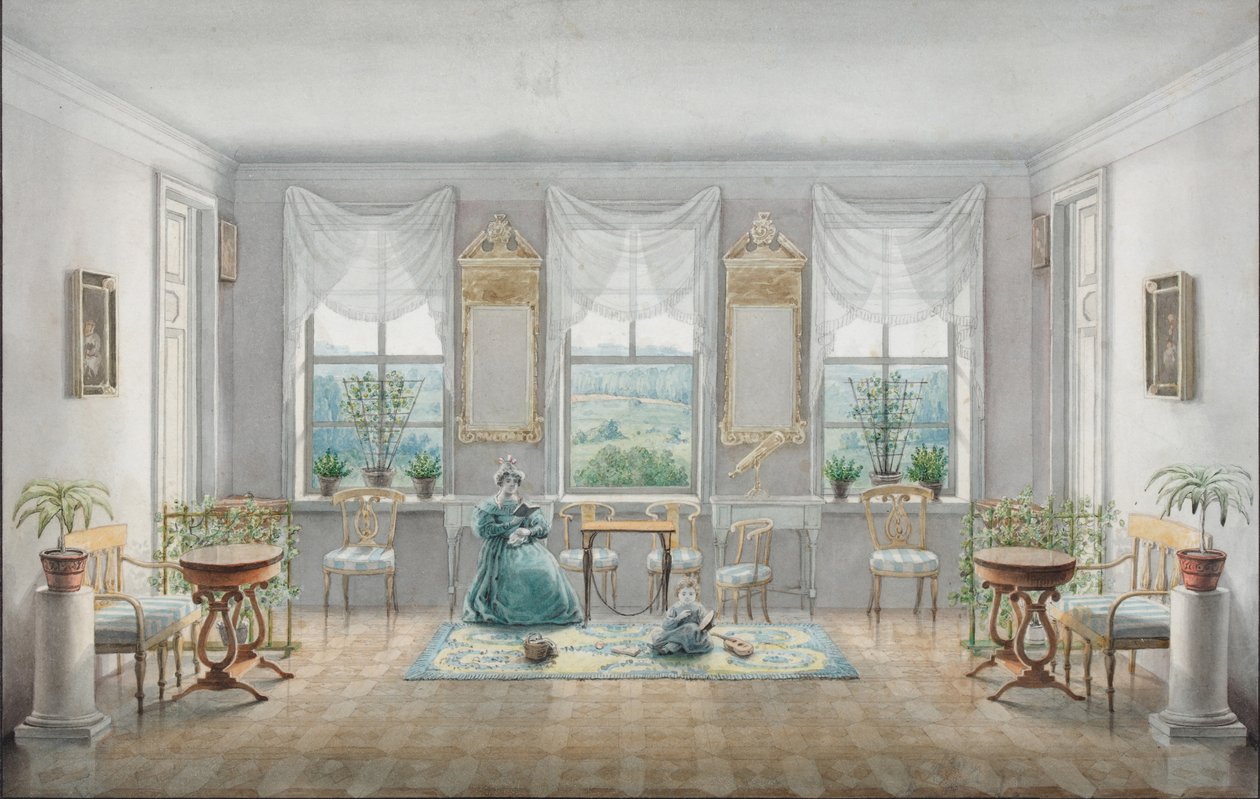 Gorki malikanesindeki Çizim Odası, 1831 by Agrafena Dmitrievna Blagovo