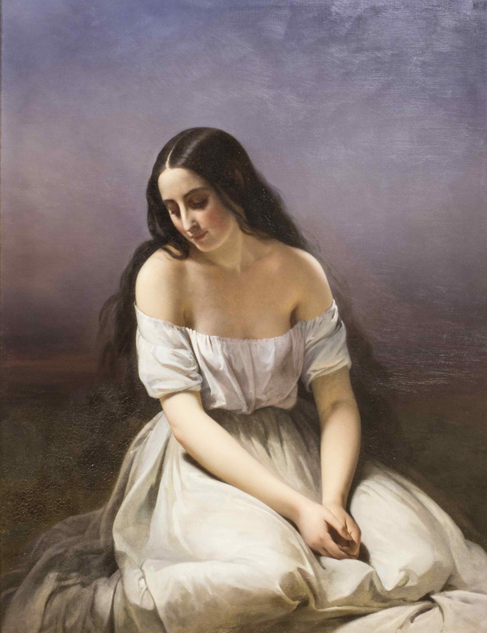 Diz çökmüş genç bir kadın, 1839. by Aimée Brune Pagès