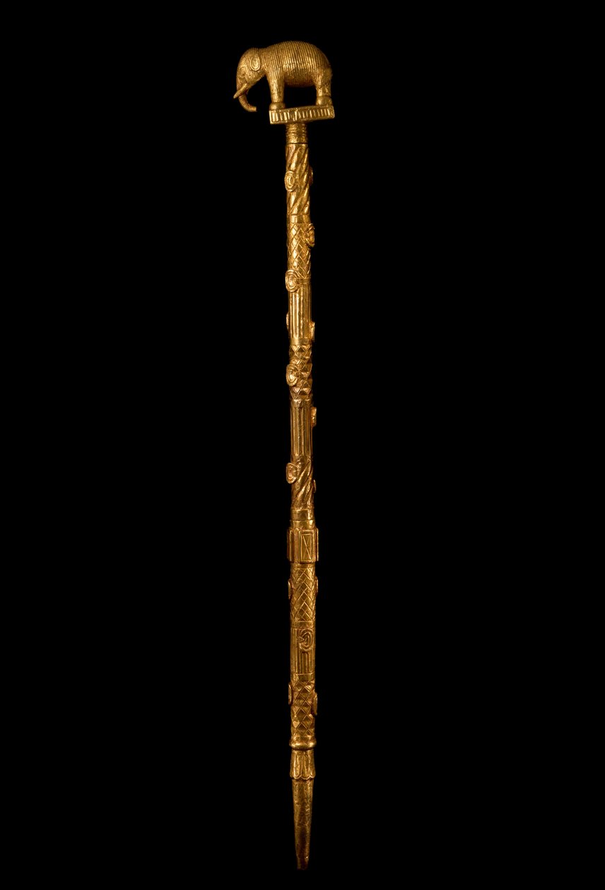 Fil Finial ile Dilbilimci Asa, Gana, c.1890 (ahşap ve altın varak) by Akan School