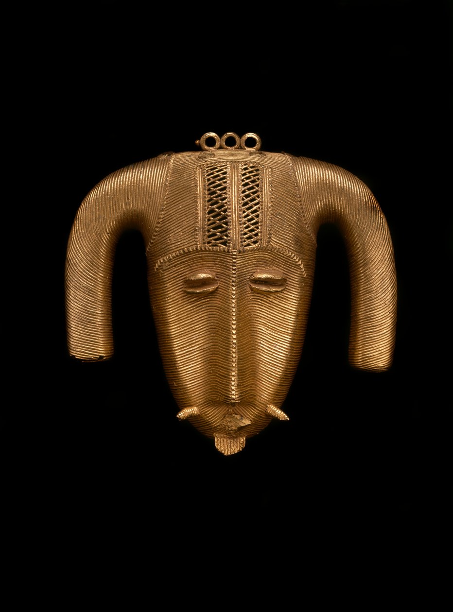 Rams Head Kolye Ucu, Fildişi Sahili, c.1935 (dökme altın) by Akan School