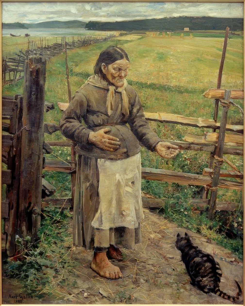 kedi ile yaşlı kadın by Akseli Valdemar Gallen Kallela