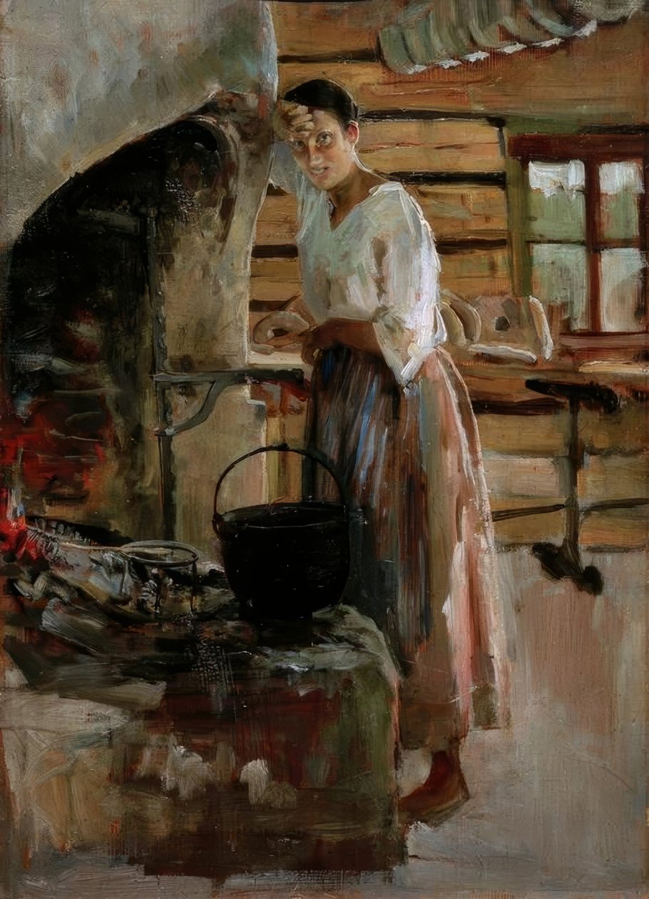 Karısı satış yapıyor by Akseli Valdemar Gallen Kallela