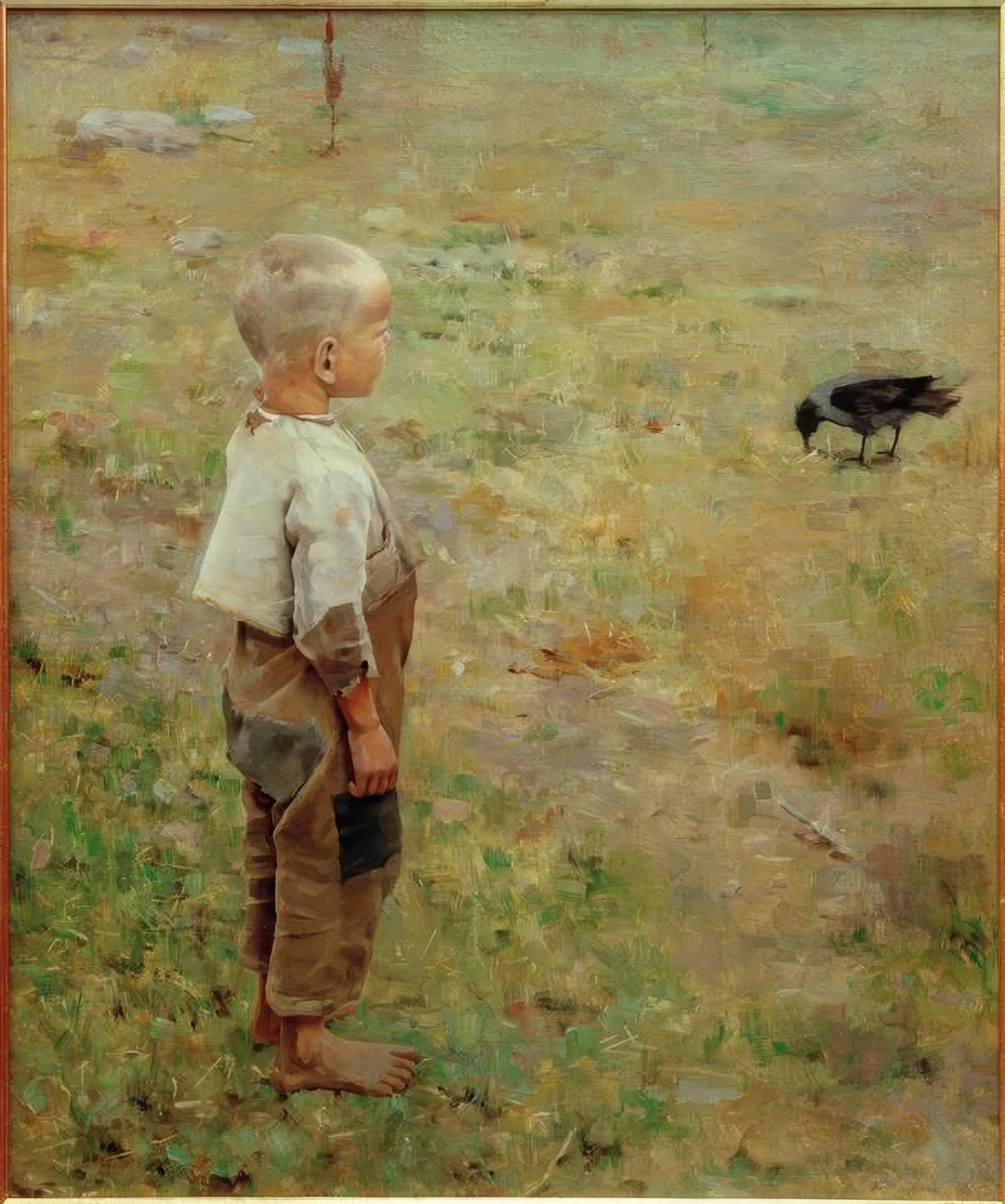 çocuk ve karga by Akseli Valdemar Gallen Kallela