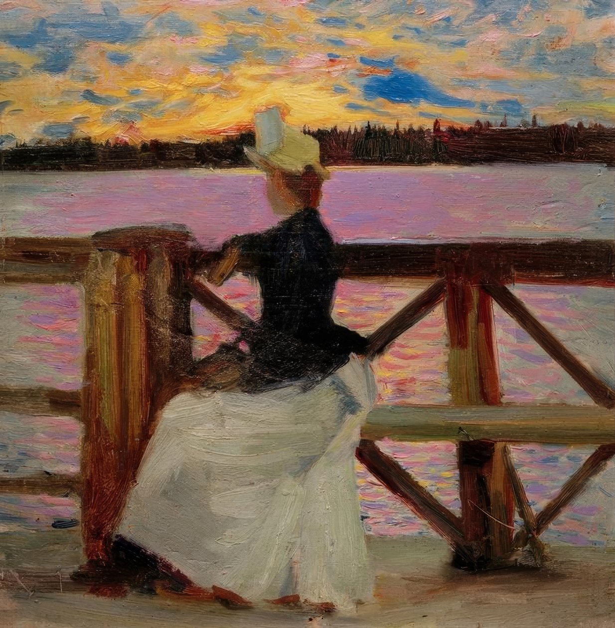 Kuhmoniemi Köprüsü üzerinde Marie Gallén by Akseli Valdemar Gallen Kallela