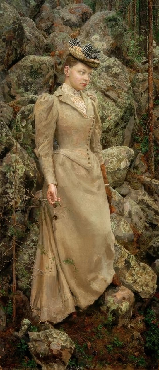 Kayalık bir manzarada Marie Gallén by Akseli Valdemar Gallen Kallela