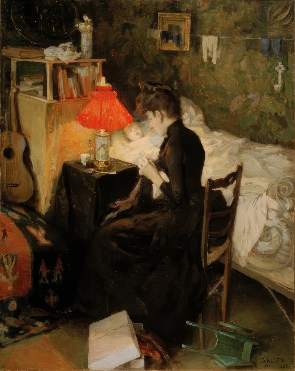 Hasta bir çocuğu olan anne by Akseli Valdemar Gallen Kallela