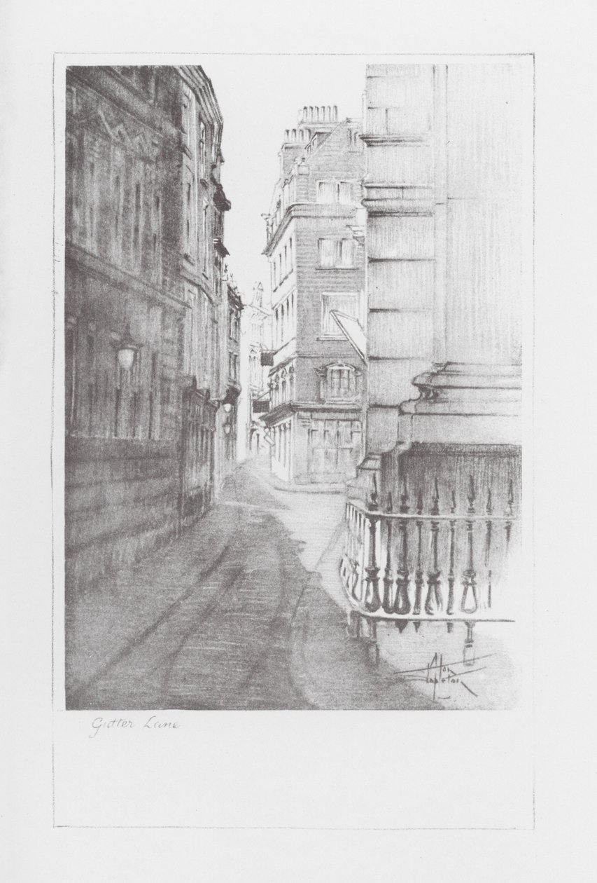 London Lanes: Gutter Lane (lito) by Alan Stapleton